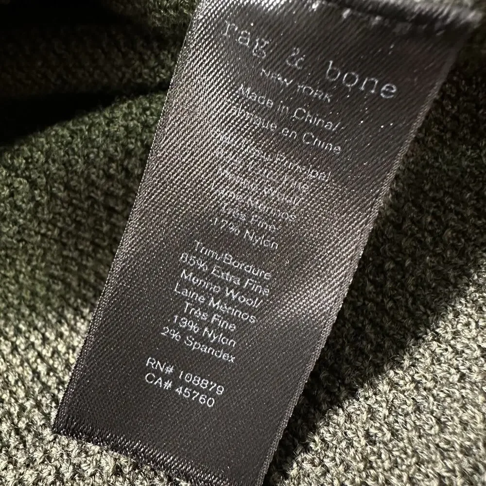 Rag & Bone Sweatshirt Mens 2XL Green Extra Fine Merino Wool Crewneck Sweater